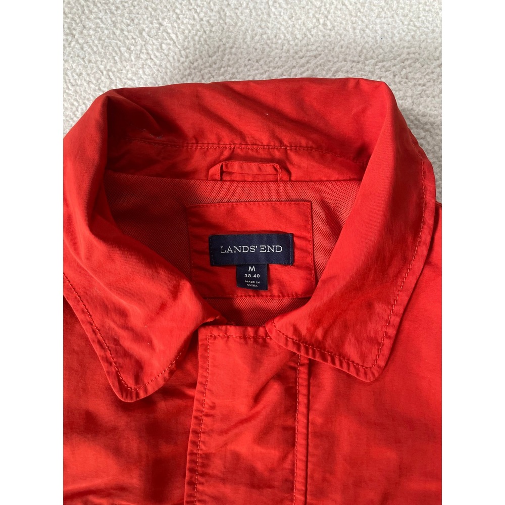 Lands' End Mens Medium Field Jacket Red Lightweight Nylon Utility Coat 435444 - Picture 6 of 16
